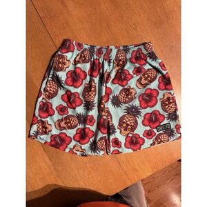 Combat Iron Swim Trunks XL Skull Pineapple Hibiscus Stretch Shorts